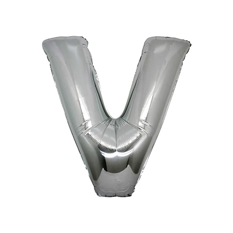 V Harf Gümüş Folyo Balon 70 cm