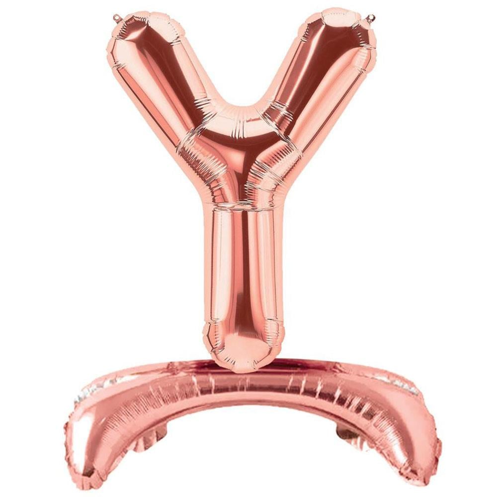 Y Harf Ayakta Durabilen Rose Gold Folyo Balon 80 cm