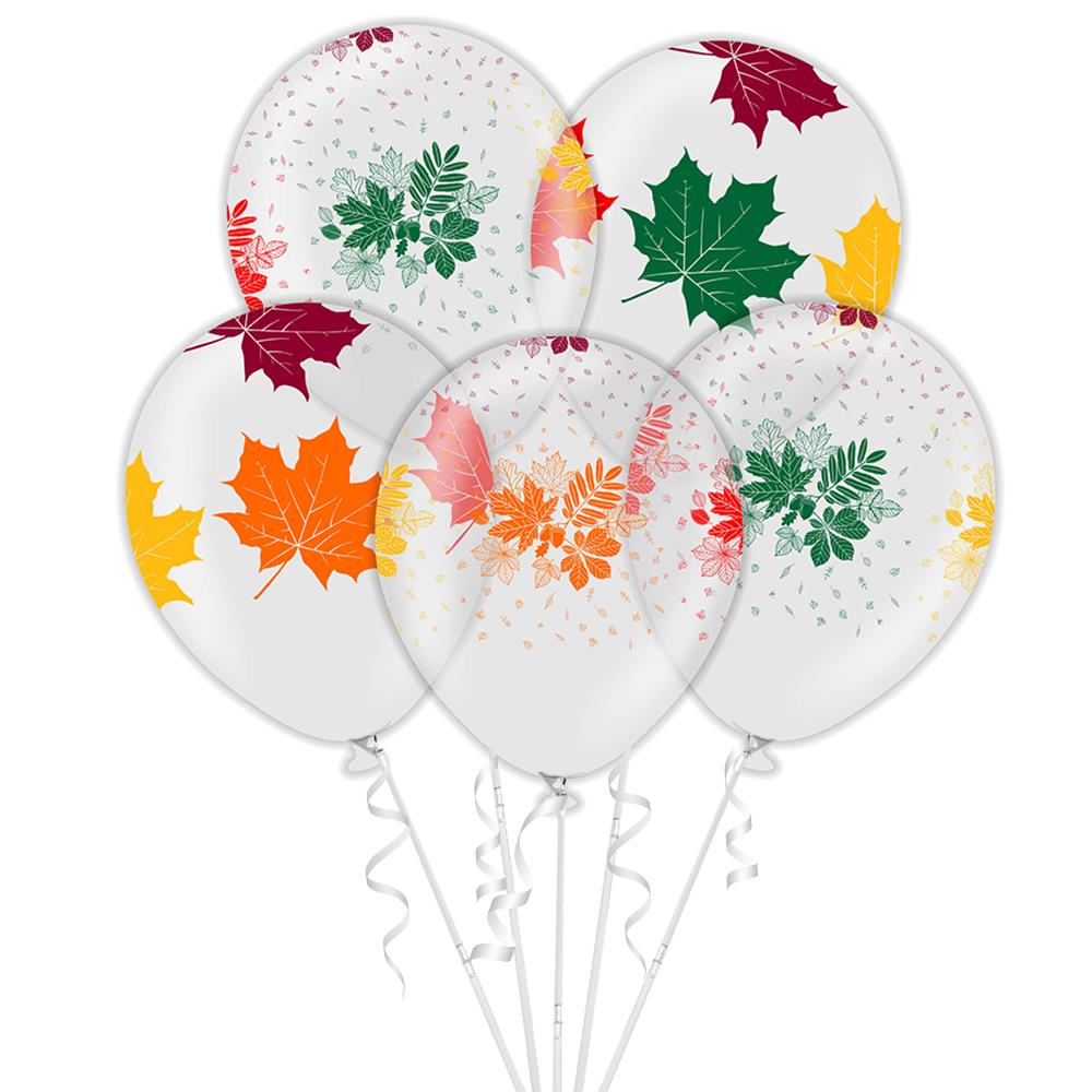Yaprak Baskılı Şeffaf Lateks Balon 10'lu