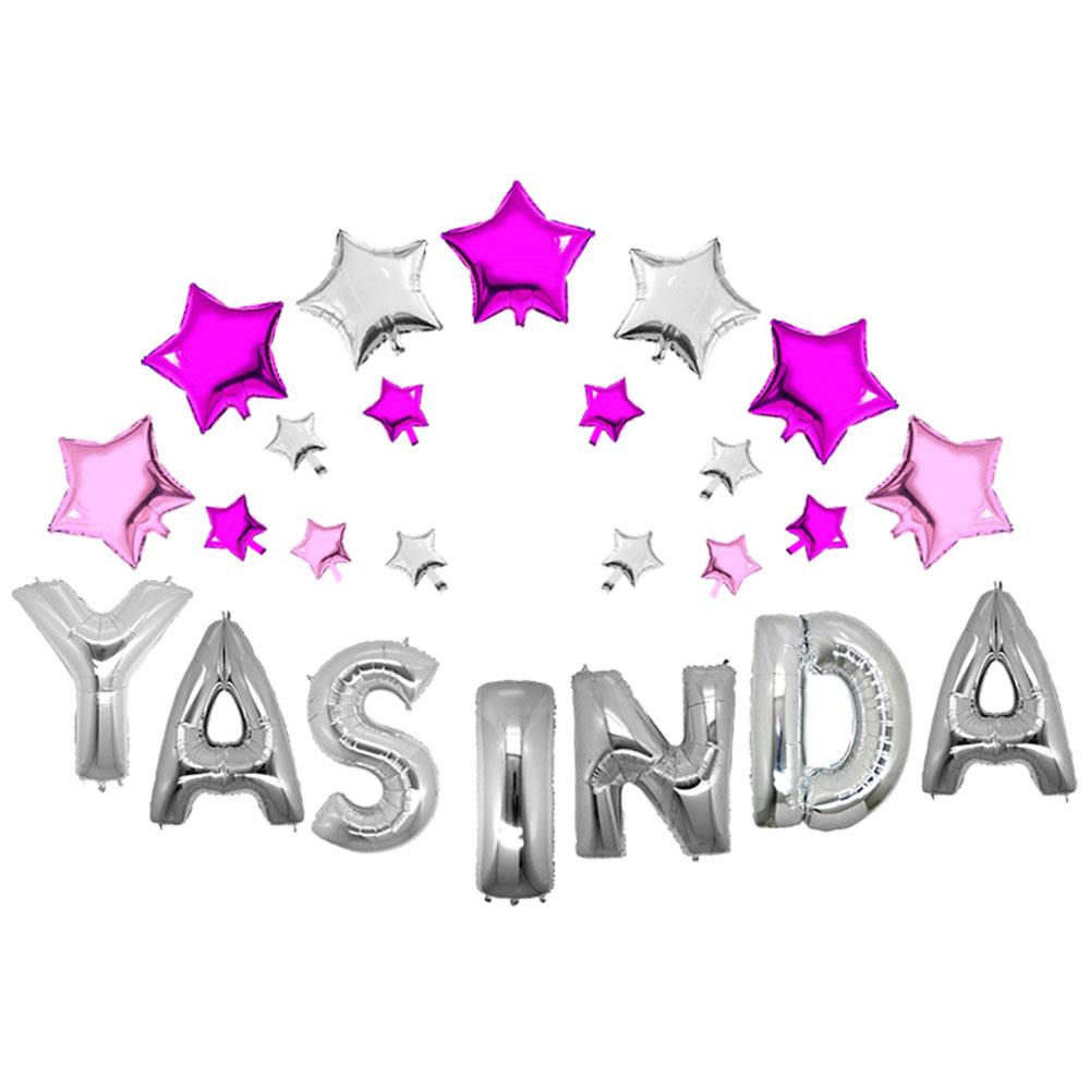 Yaşında Pembe Gümüş Folyo Balon Set