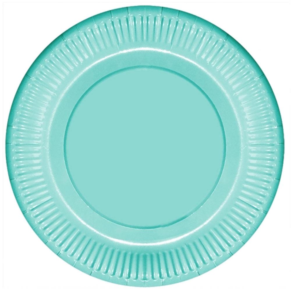 Yeşil Makaron Karton Tabak 23 cm 8'li