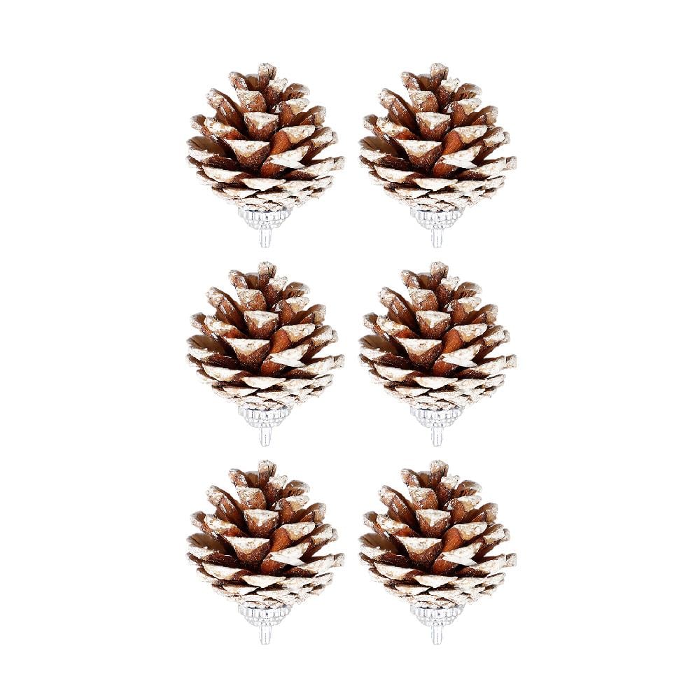 Yılbaşı Çam Ağcı Süsü Naturel Kozalak 4 cm 6'lı