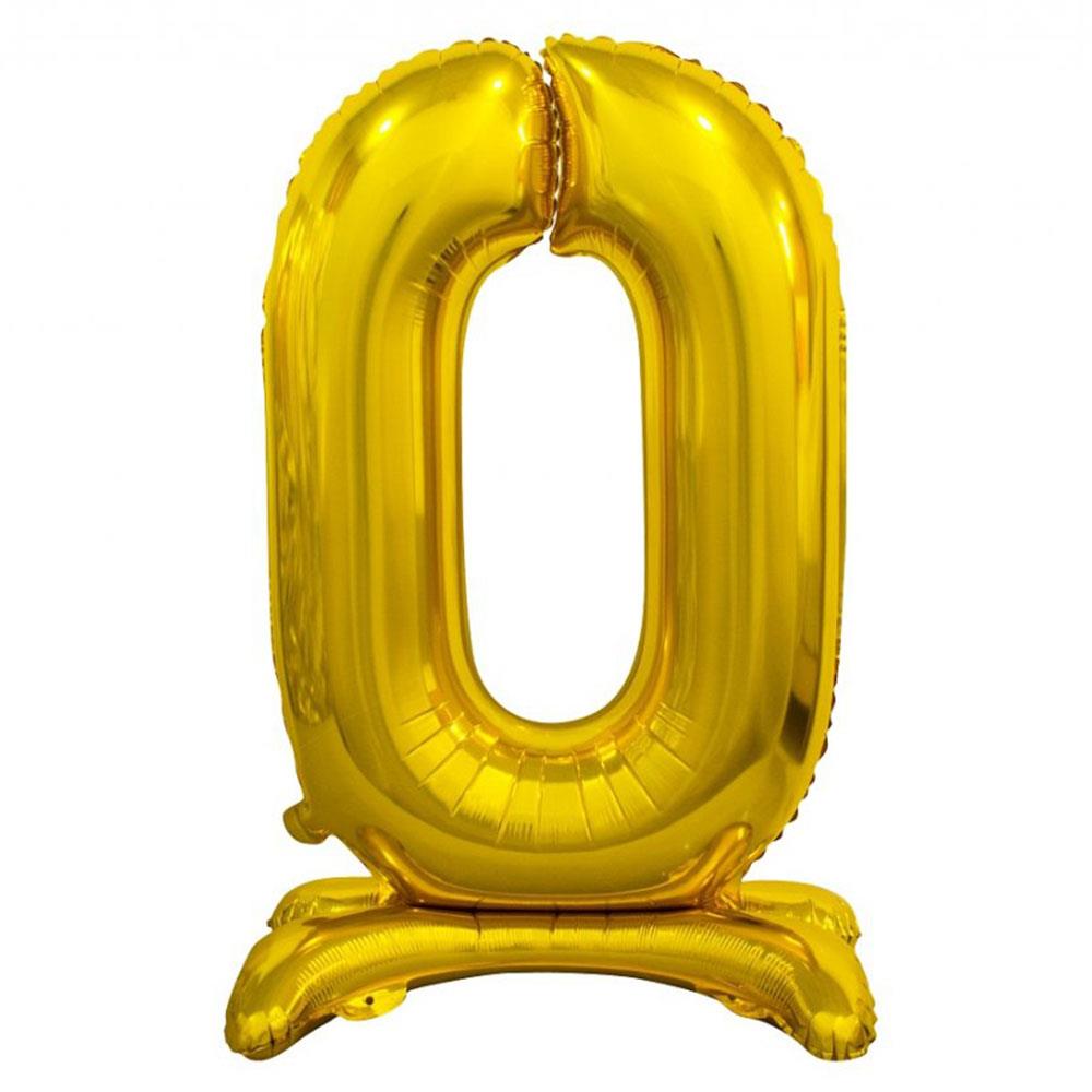 0 Rakam Ayakta Durabilen Altın Folyo Balon 80 cm