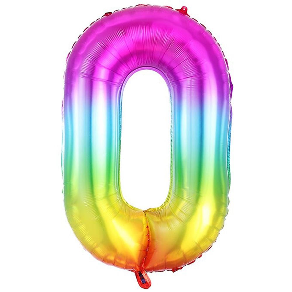 0 Rakam Gökkuşağı Folyo Balon 100 cm