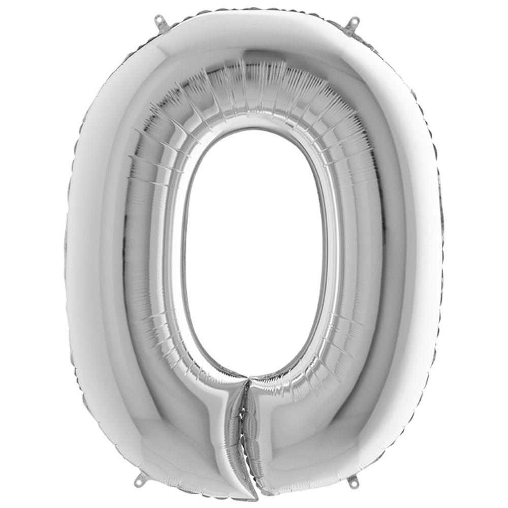 0 Rakam Grabo Gümüş Folyo Balon 102 cm