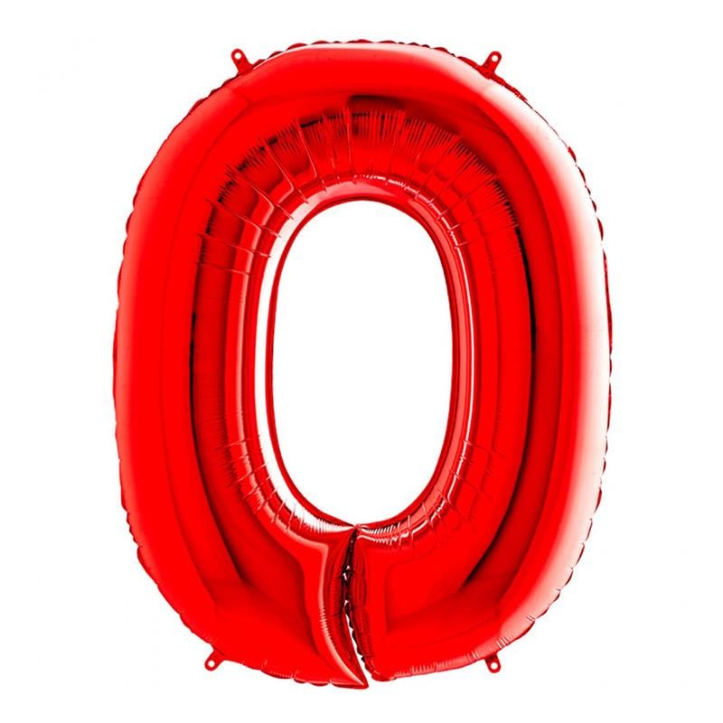 0 Rakam Grabo Kırmızı Folyo Balon 102 cm