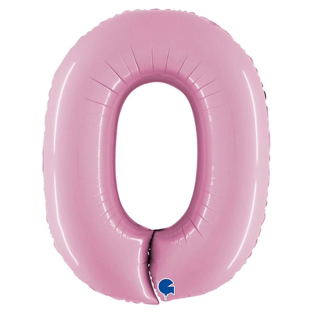 0 Rakam Grabo Pastel Pembe Folyo Balon 102 cm