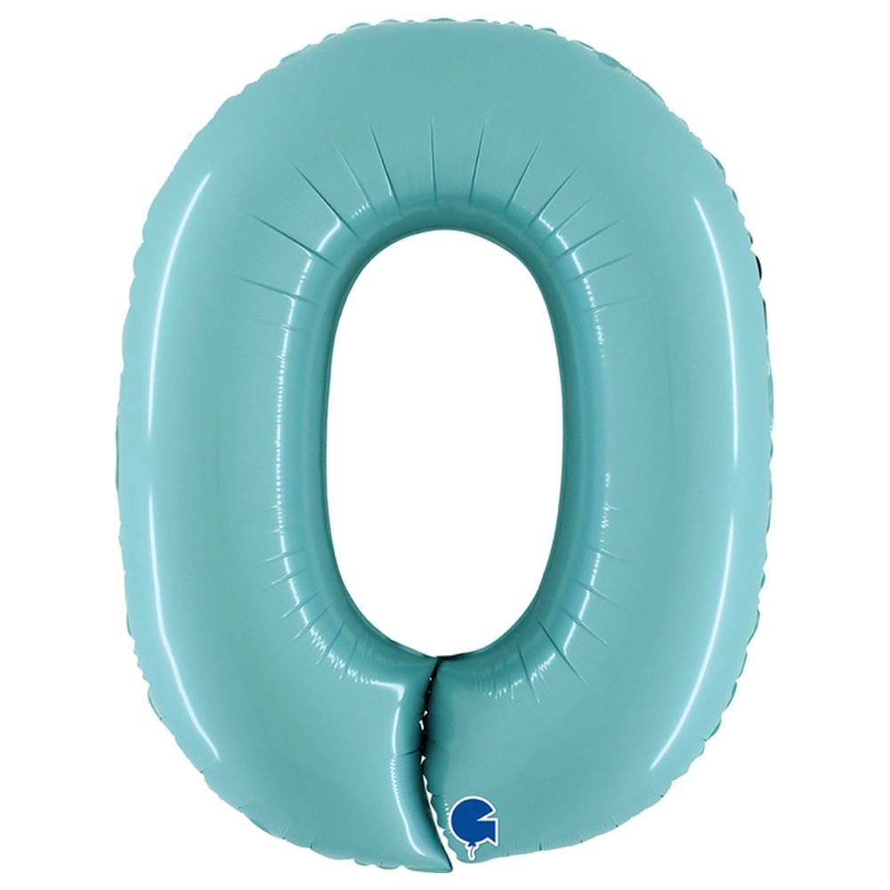 0 Rakam Grabo Pastel Turkuaz Folyo Balon 102 cm