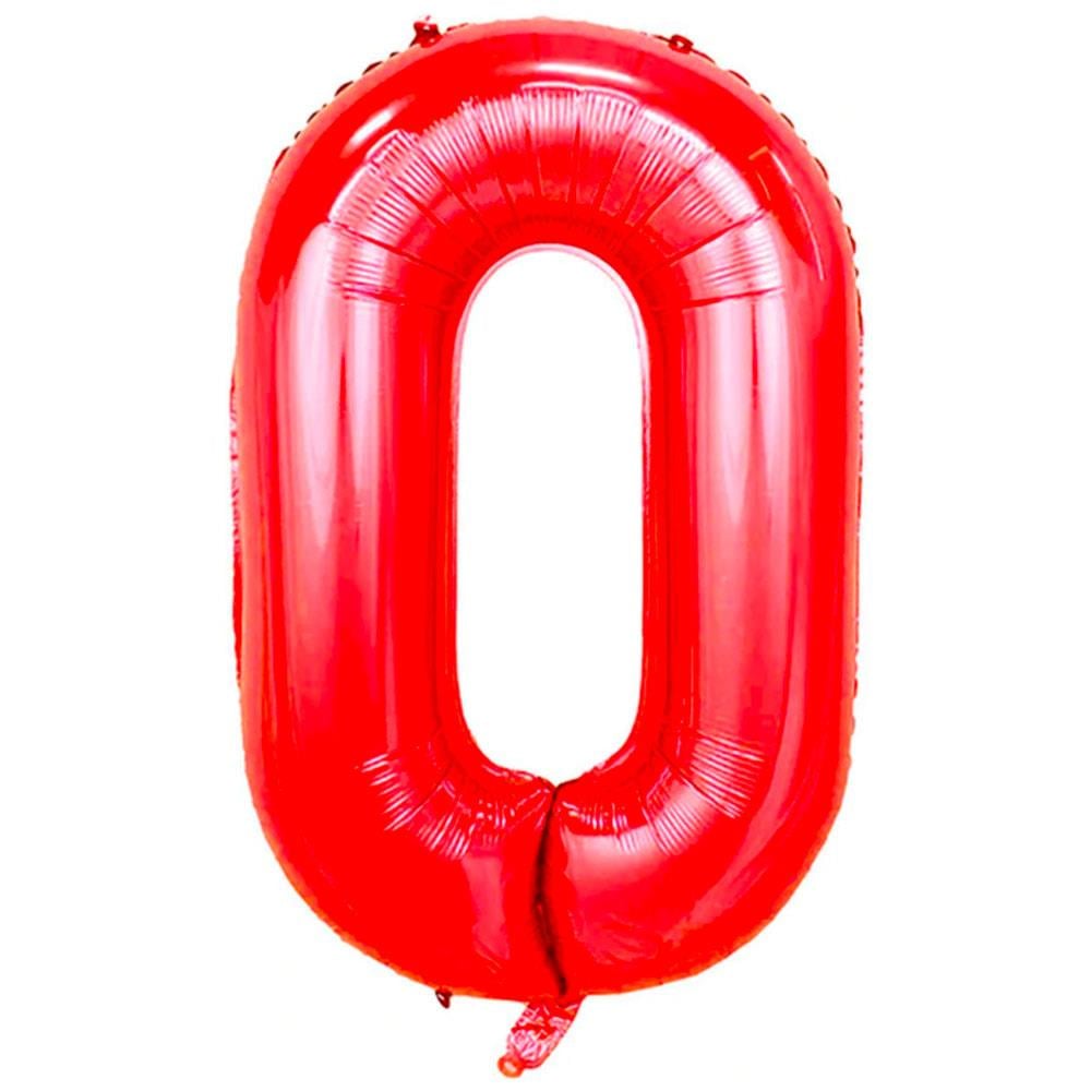 0 Rakam Kırmızı Folyo Balon 100 cm