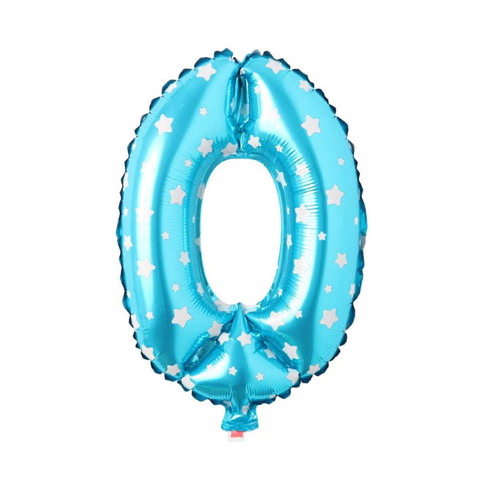 0 Rakam Mavi Yıldız Folyo Balon 70 cm