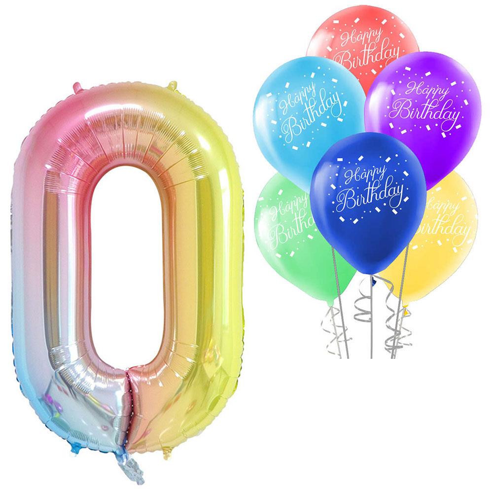 0 Rakam Rengarenk Happy Birthday Balonlu Set