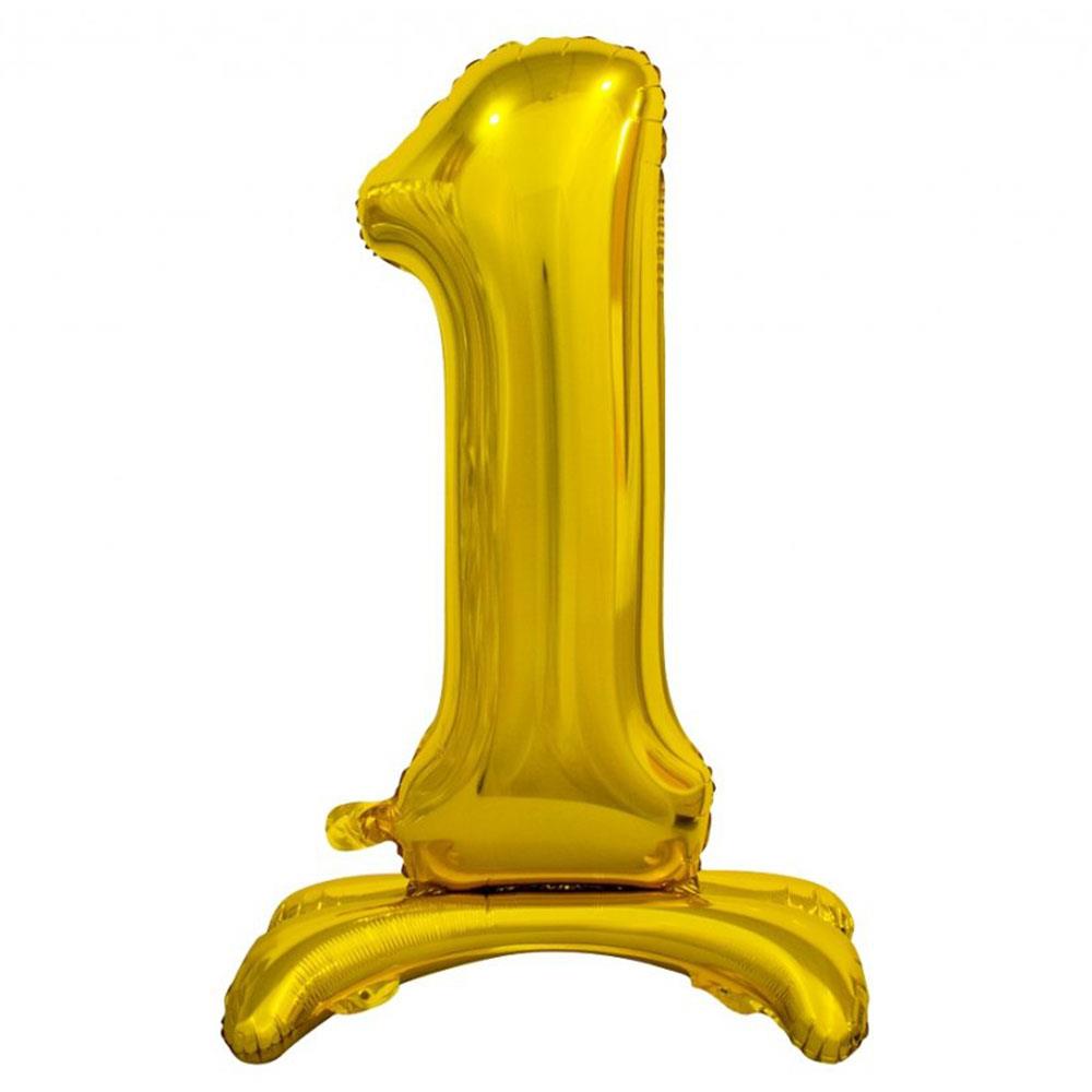 1 Rakam Ayakta Durabilen Altın Folyo Balon 80 cm