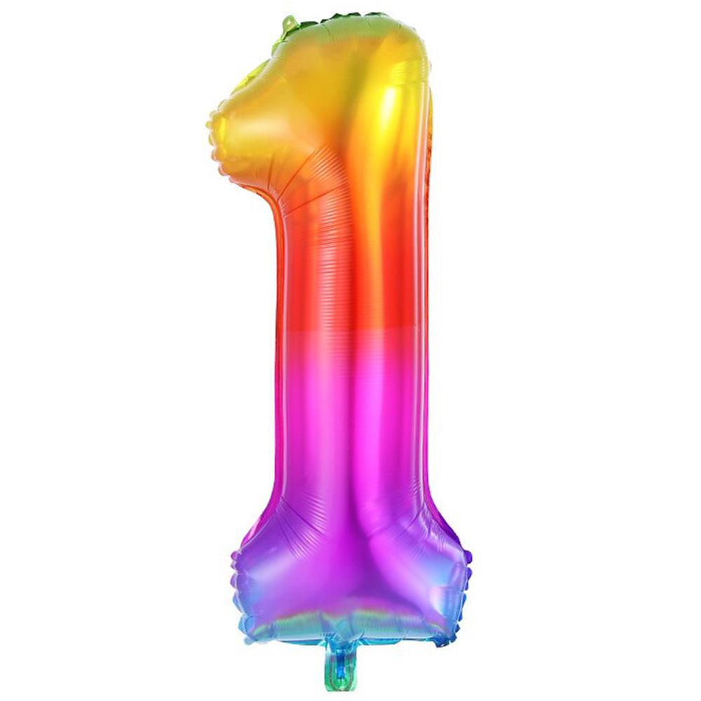 1 Rakam Gökkuşağı Folyo Balon 100 cm