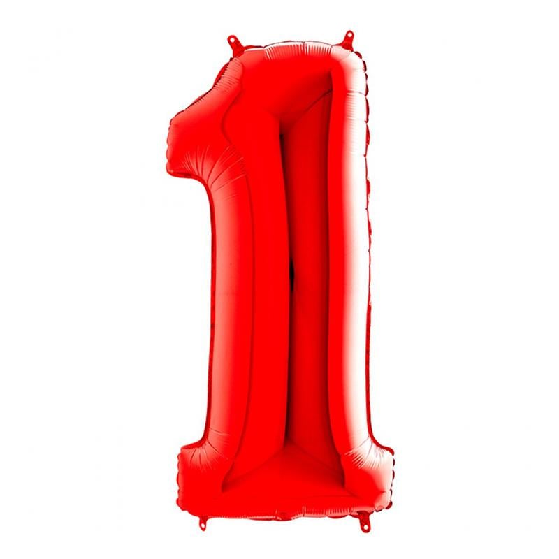 1 Rakam Grabo Kırmızı Folyo Balon 102 cm