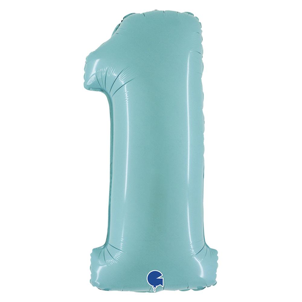 1 Rakam Grabo Pastel Turkuaz Folyo Balon 102 cm