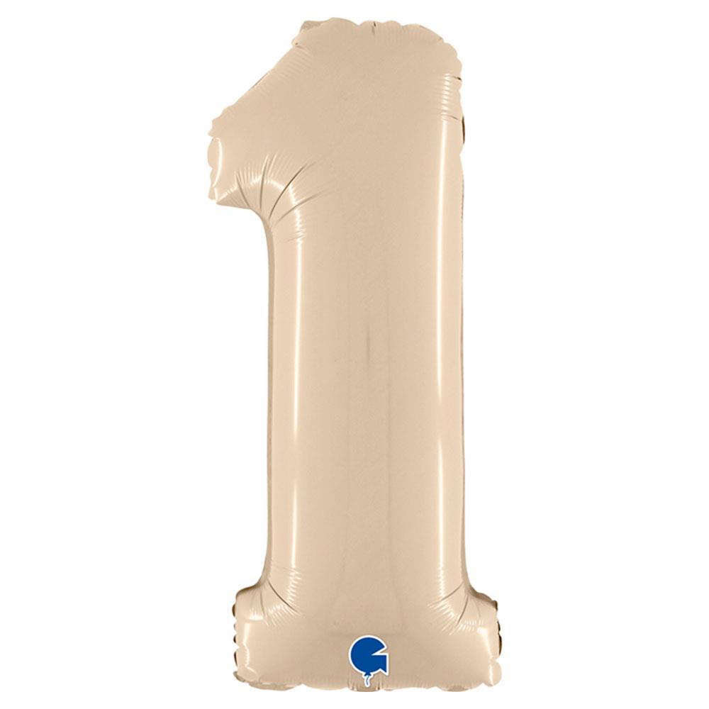 1 Rakam Grabo Saten Krem Folyo Balon 66 cm