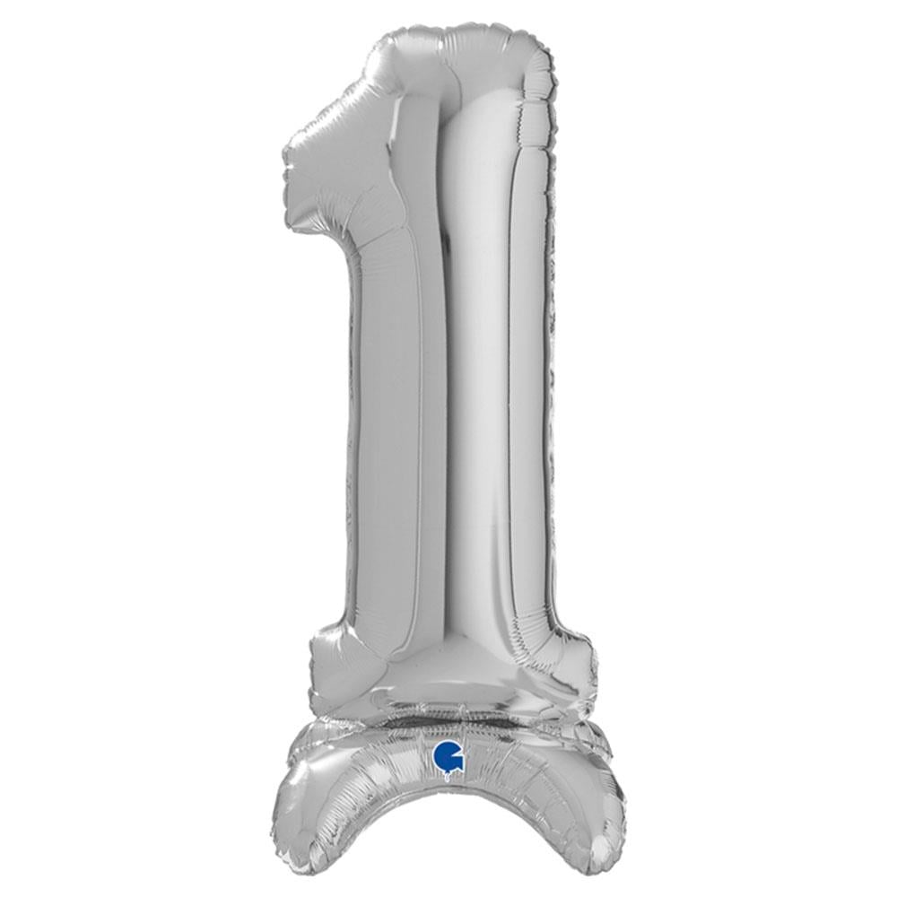 1 Rakam Grabo Stand Gümüş Folyo Balon 64 cm