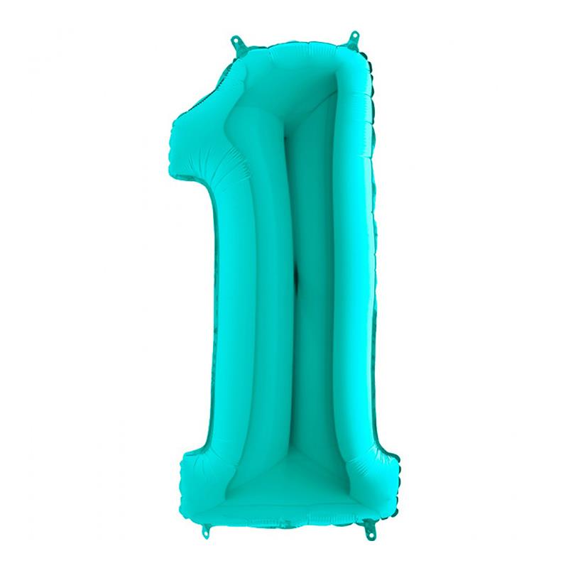 1 Rakam Grabo Turkuaz Folyo Balon 102 cm