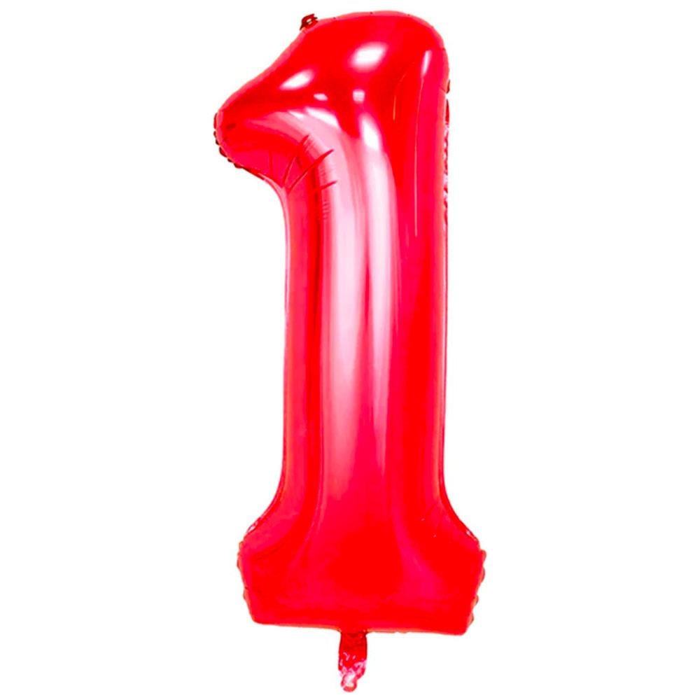 1 Rakam Kırmızı Folyo Balon 100 cm
