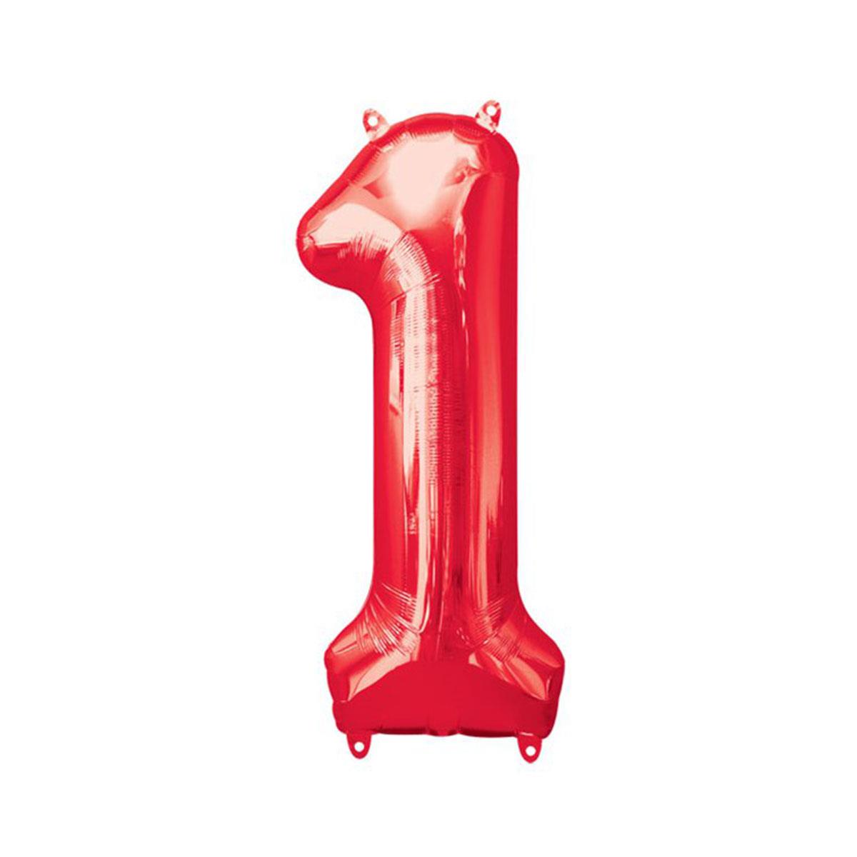 1 Rakam Kırmızı Folyo Balon 40 cm