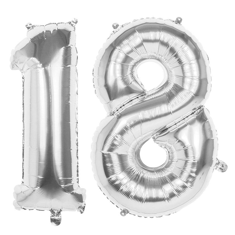 18.Yaş Folyo Balon Seti Gümüş 100 cm