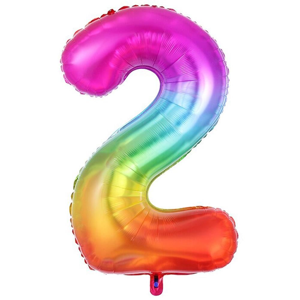 2 Rakam Gökkuşağı Folyo Balon 100 cm
