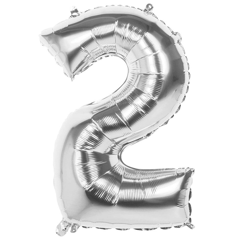 2 Rakam Gümüş Folyo Balon 100 cm