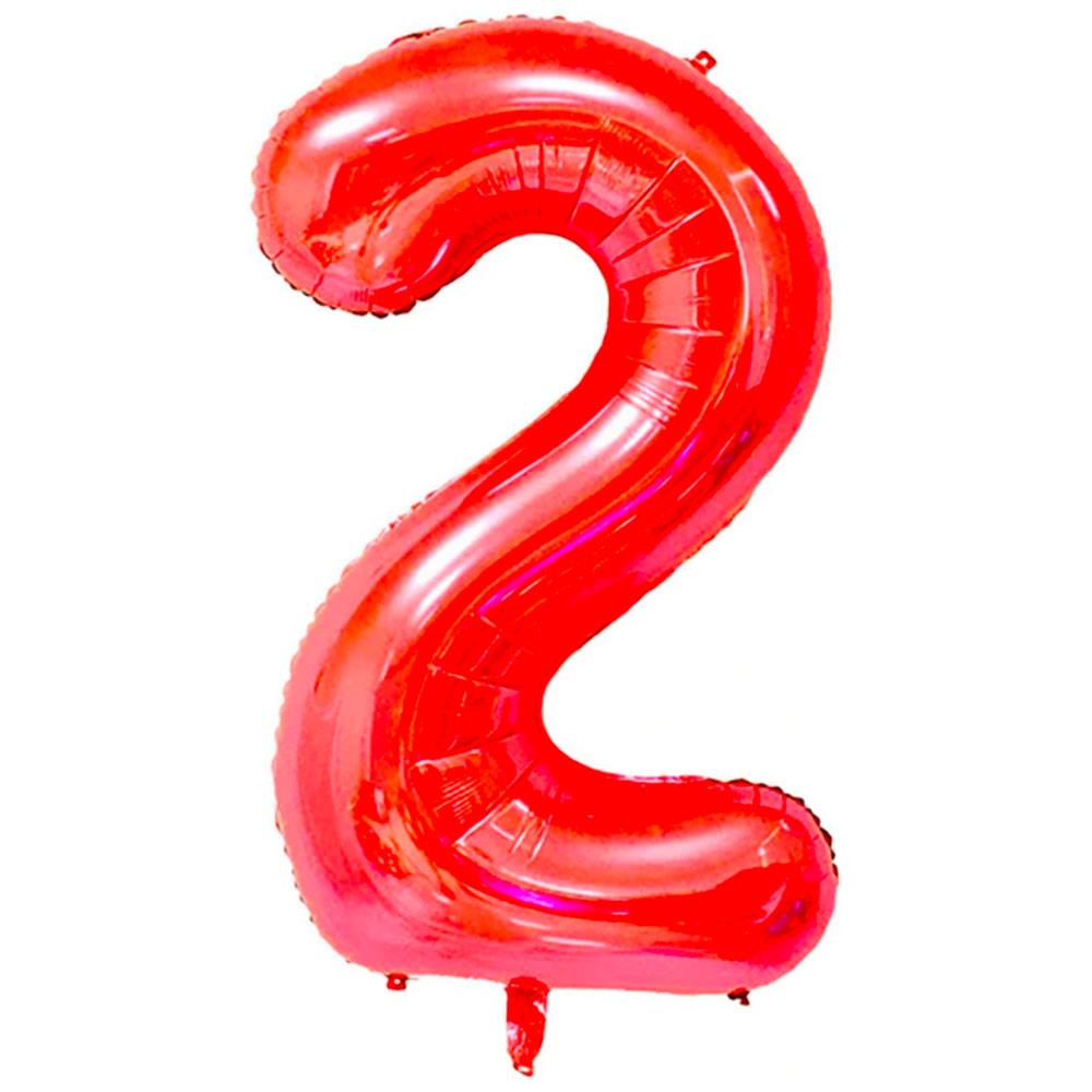 2 Rakam Kırmızı Folyo Balon 100 cm