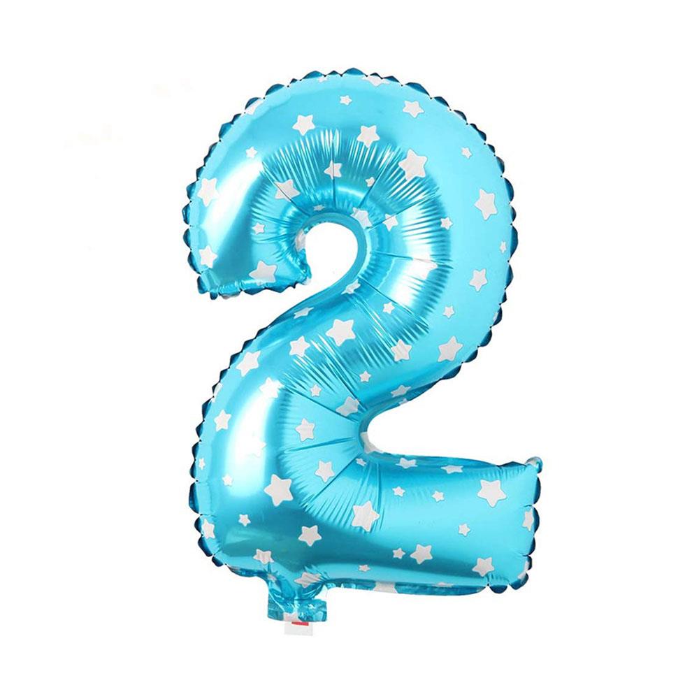 2 Rakam Mavi Yıldız Folyo Balon 70 cm