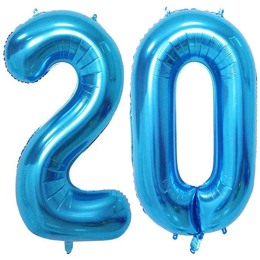 20.Yaş Folyo Balon Seti Mavi 100 cm