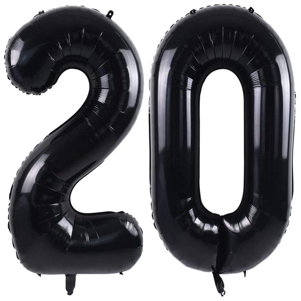 20.Yaş Folyo Balon Seti Siyah 100 cm