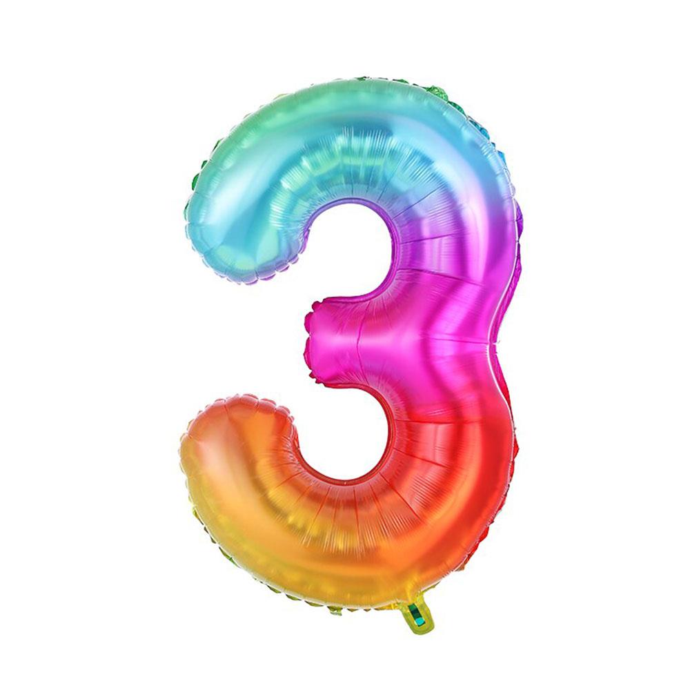 3 Rakam Gökkuşağı Folyo Balon 70 cm