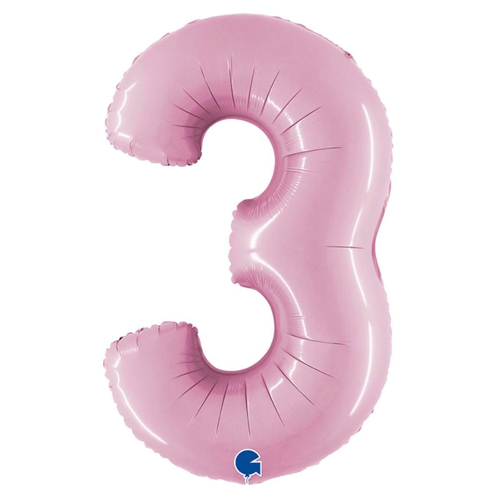 3 Rakam Grabo Pastel Pembe Folyo Balon 102 cm