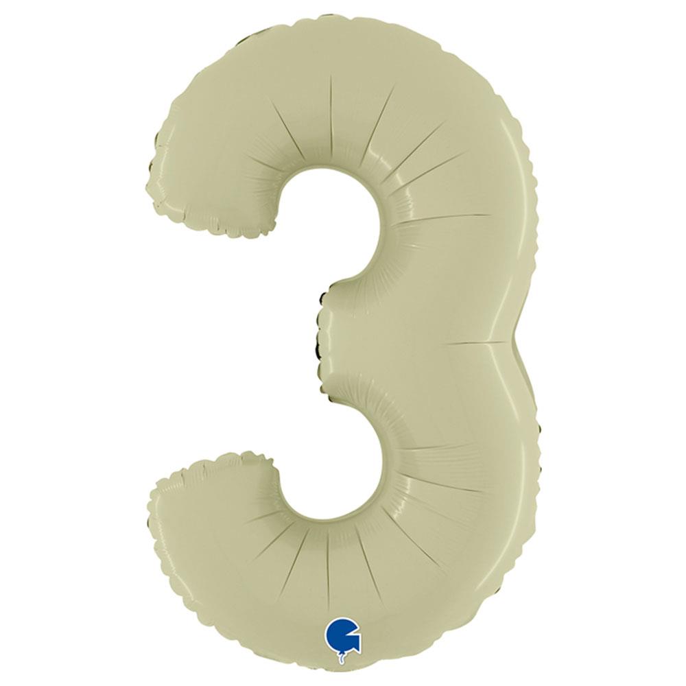 3 Rakam Grabo Saten Zeytin Yeşili  Folyo Balon 66 cm