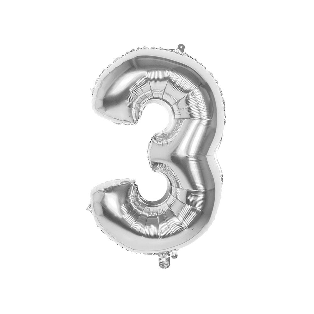 3 Rakam Gümüş Folyo Balon 40 cm