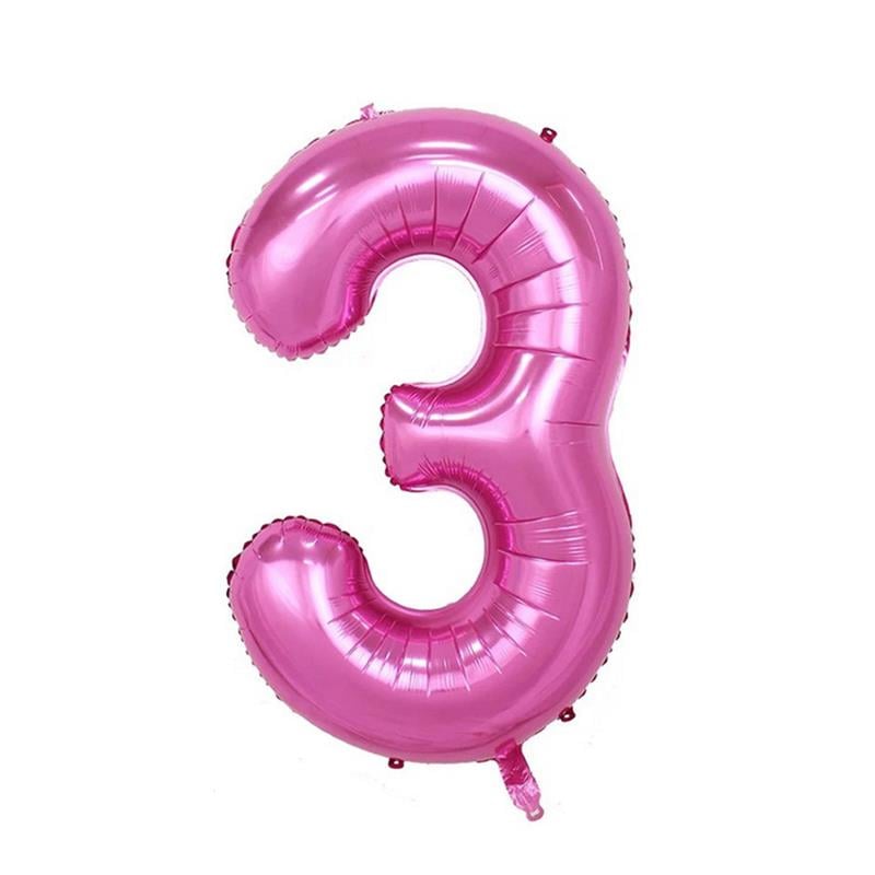 3 Rakam Pembe Folyo Balon 100 cm