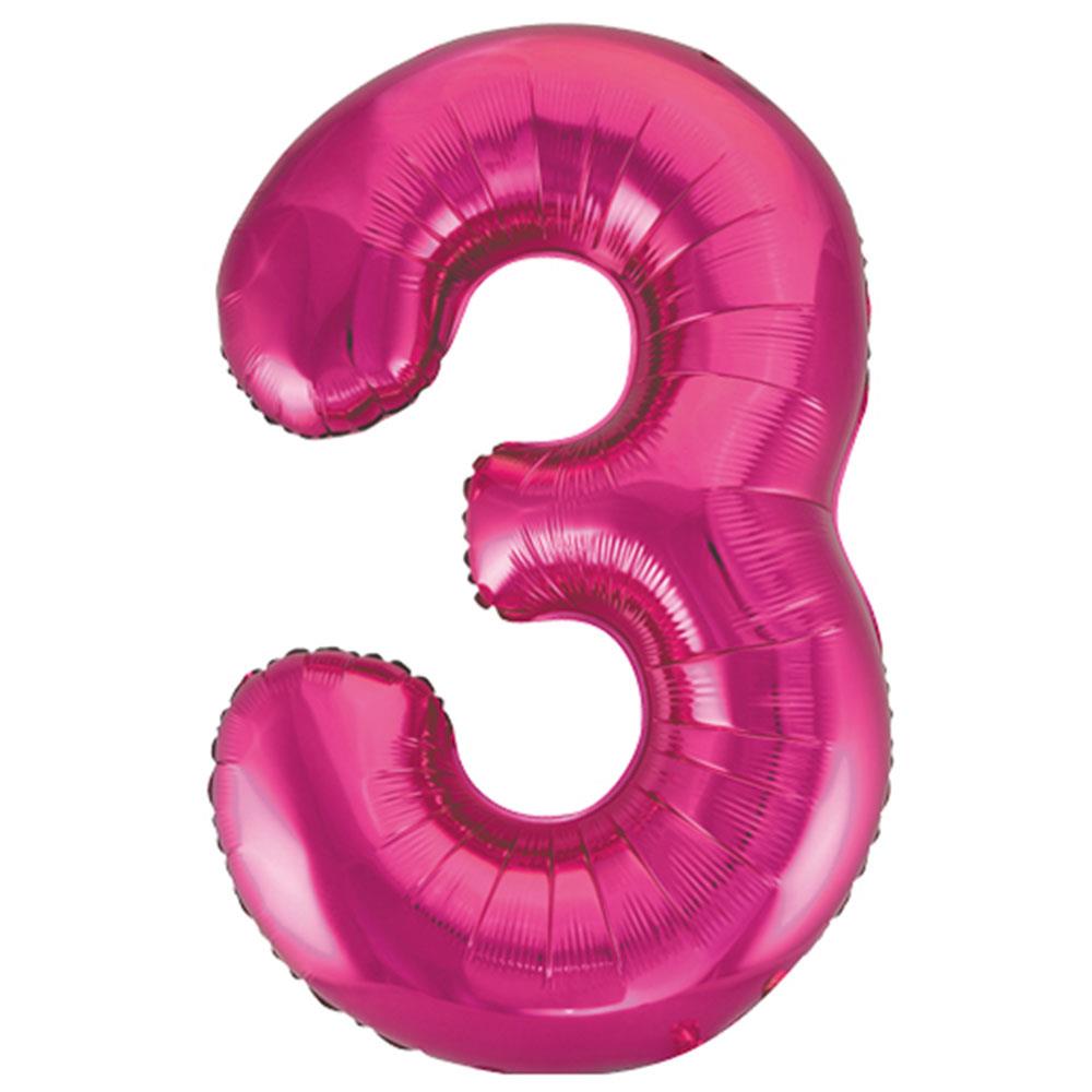 3 Rakam Pembe Folyo Balon 70 cm