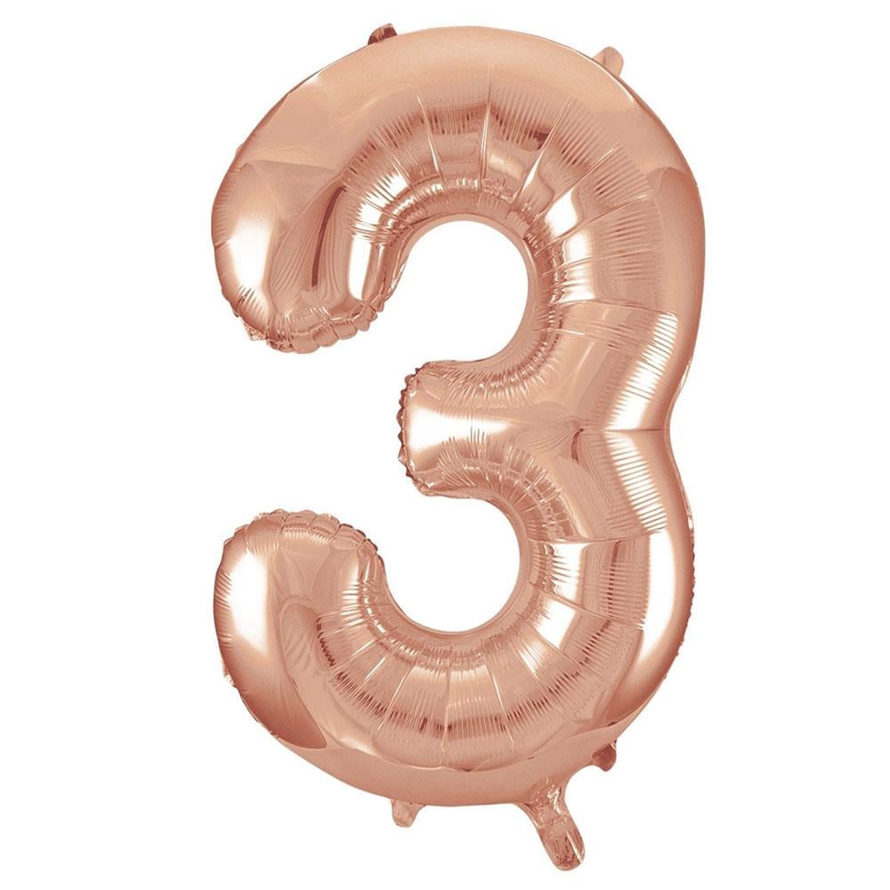 3 Rakam Rose Gold Folyo Balon 100 cm
