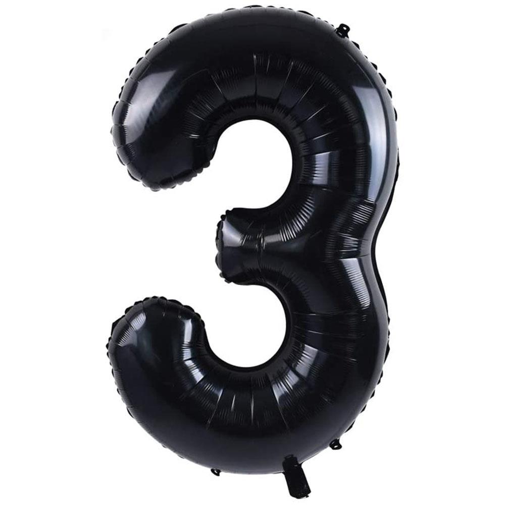 3 Rakam Siyah Folyo Balon 100 cm