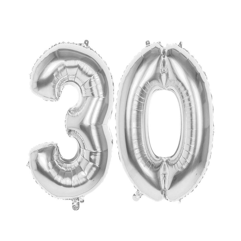 30.Yaş Folyo Balon Seti Gümüş 70 cm