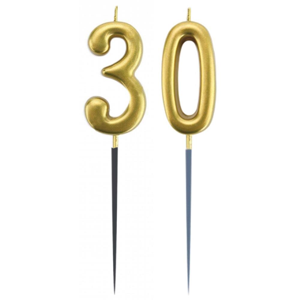 30.Yaş Rakam Altın Çubuk Mum 14 cm