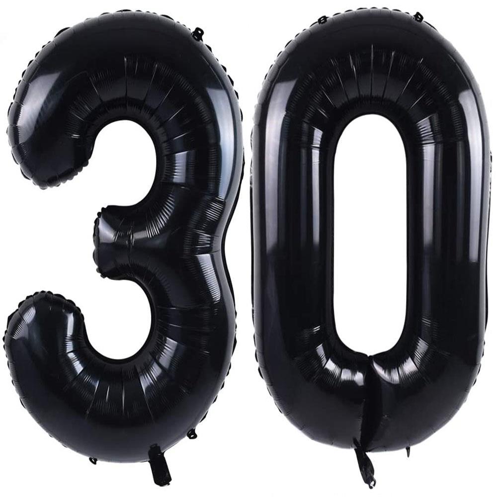 30.Yaş Folyo Balon Seti Siyah 100 cm