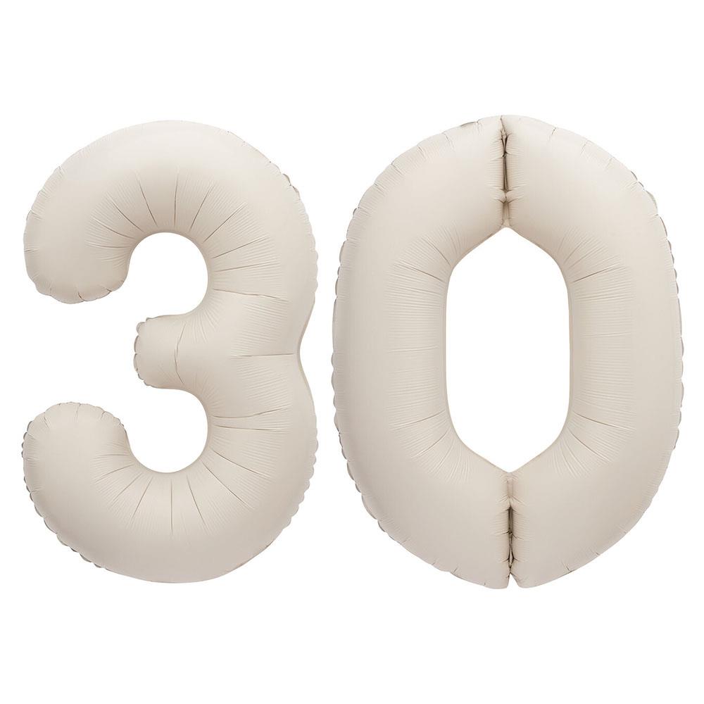 30.Yaş Folyo Balon Seti Krem  80 cm