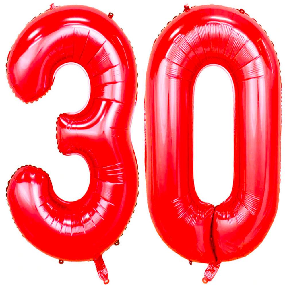30.Yaş Folyo Balon Seti Kırmızı 100 cm