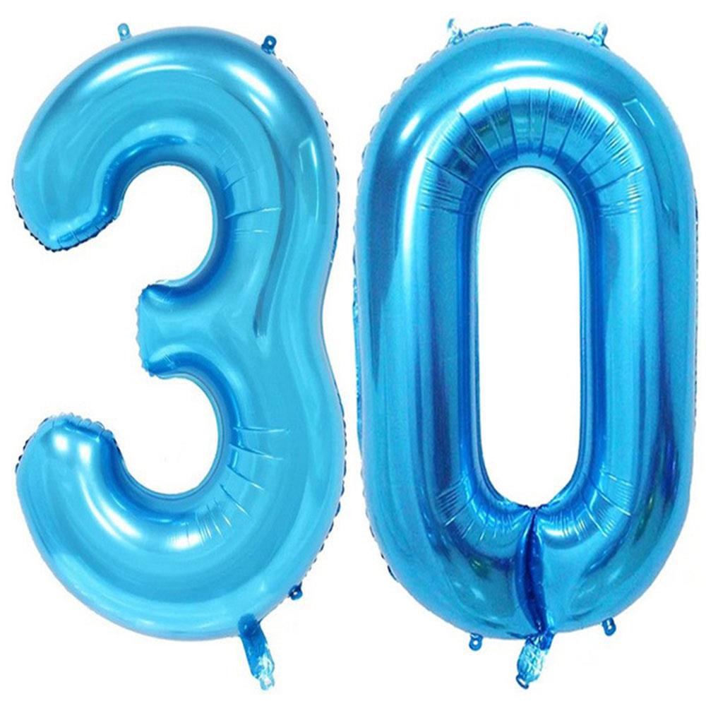 30.Yaş Folyo Balon Seti Mavi 100 cm