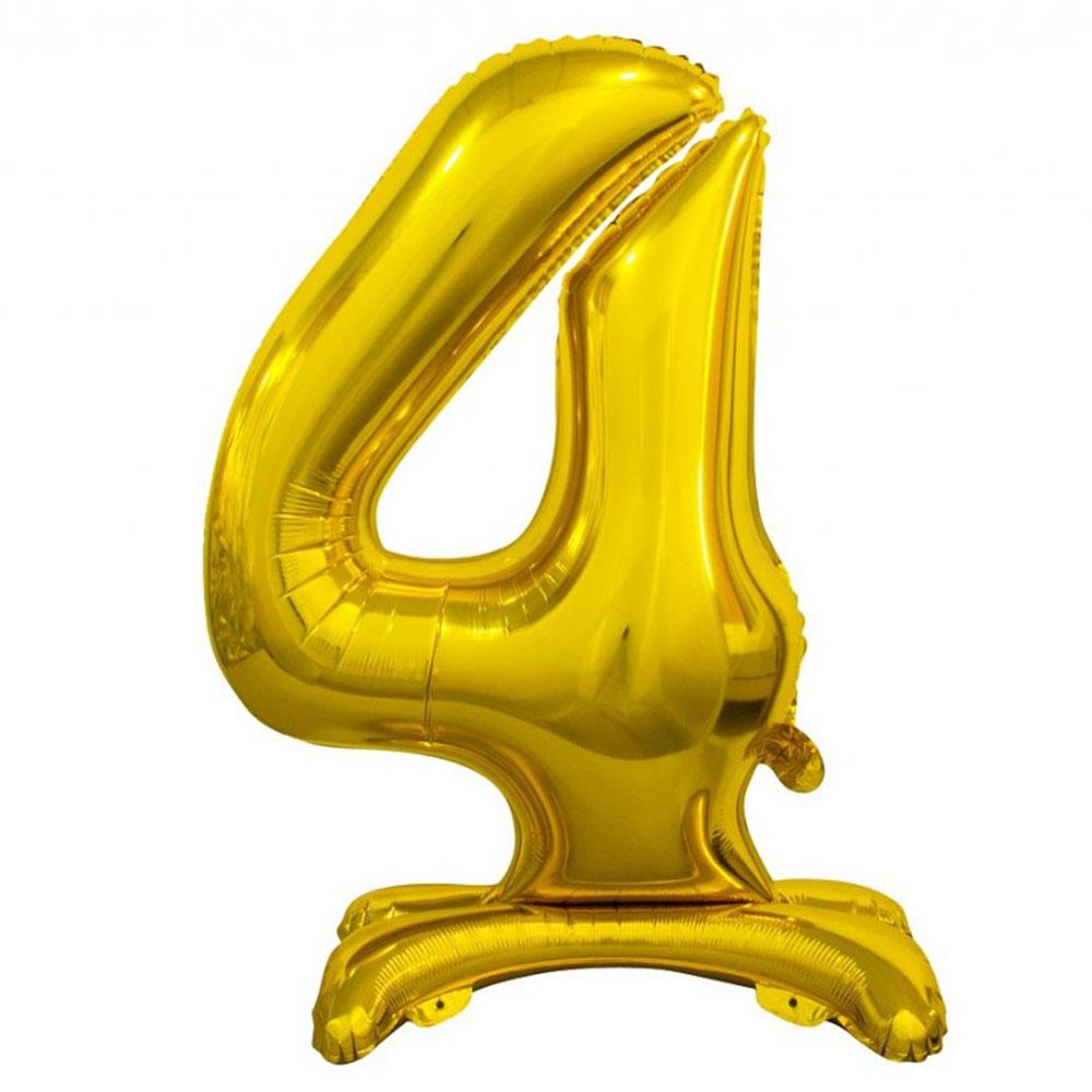 4 Rakam Ayakta Durabilen Altın Folyo Balon 80 cm