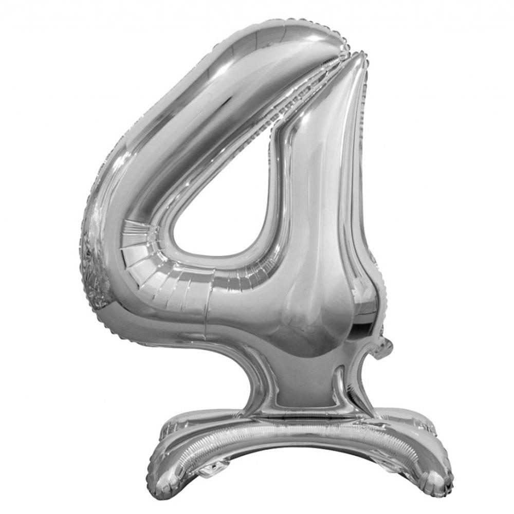 4 Rakam Ayakta Durabilen Gümüş Folyo Balon 80 cm