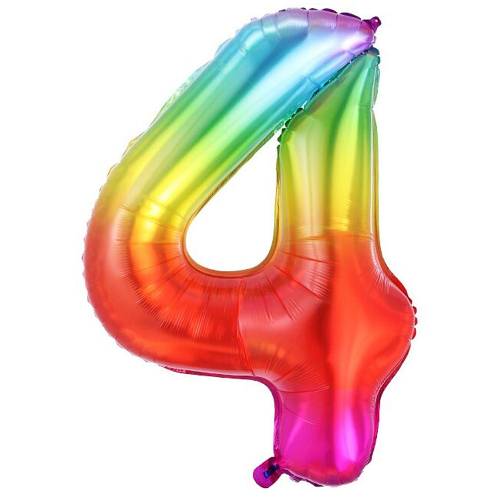 4 Rakam Gökkuşağı Folyo Balon 100 cm