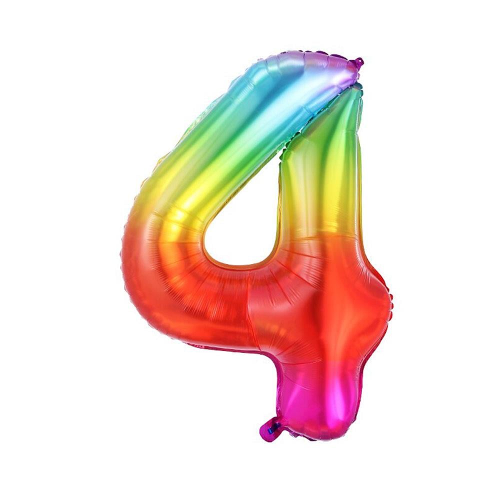 4 Rakam Gökkuşağı Folyo Balon 70 cm
