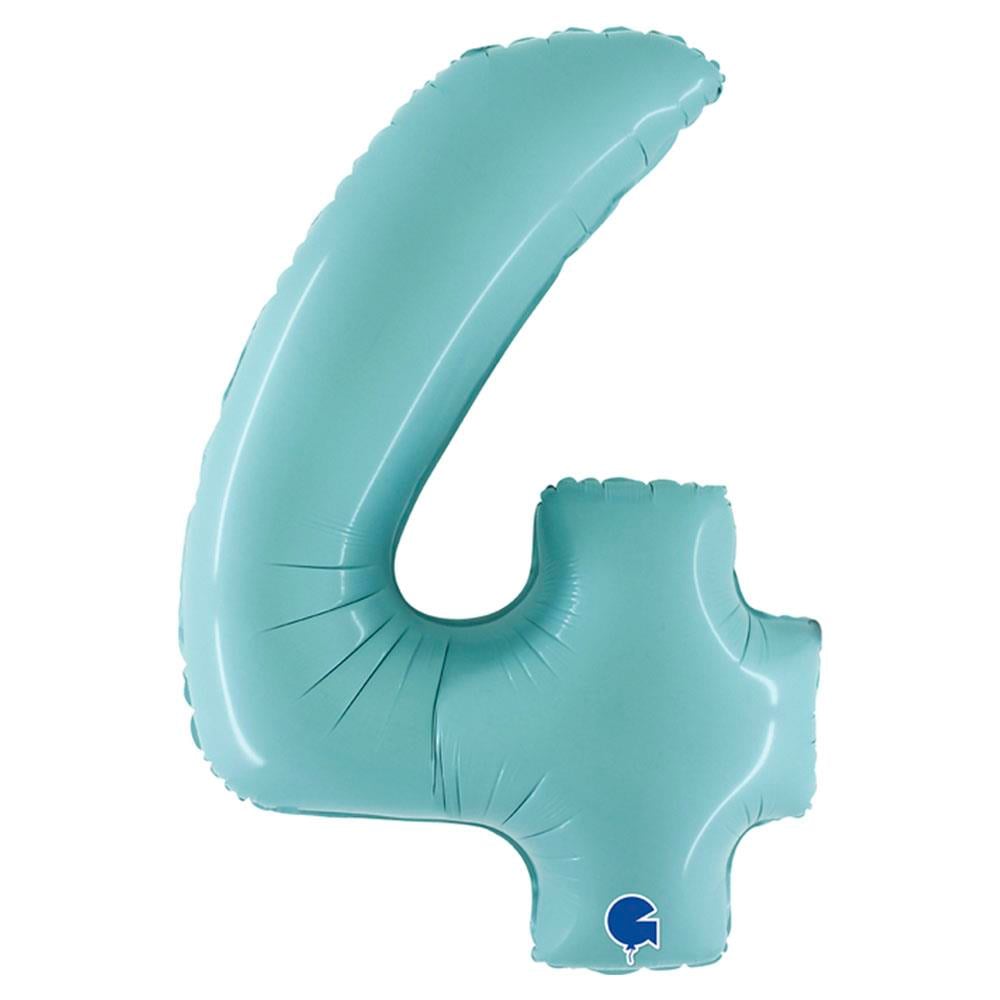 4 Rakam Grabo Pastel Turkuaz Folyo Balon 102 cm